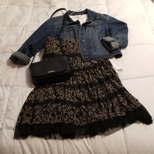 NWOT Black printed tulle skirt